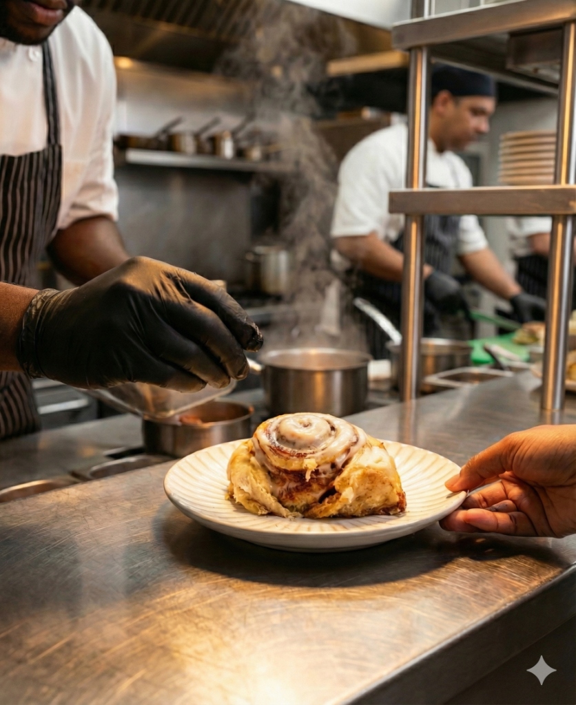 Chef plating dessert